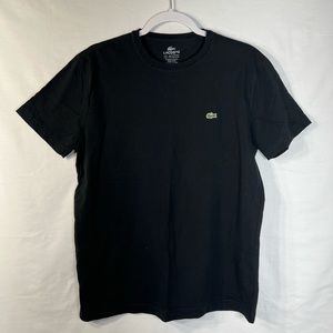 Mens Black Lacoste Tag-less V Neck Size 5 Short Sleeve T-Shirt